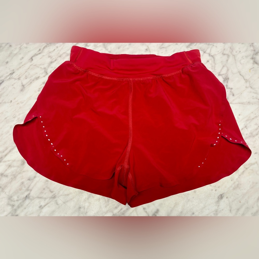 lululemon athletica Red Fast and Free High Rise Split Shorts